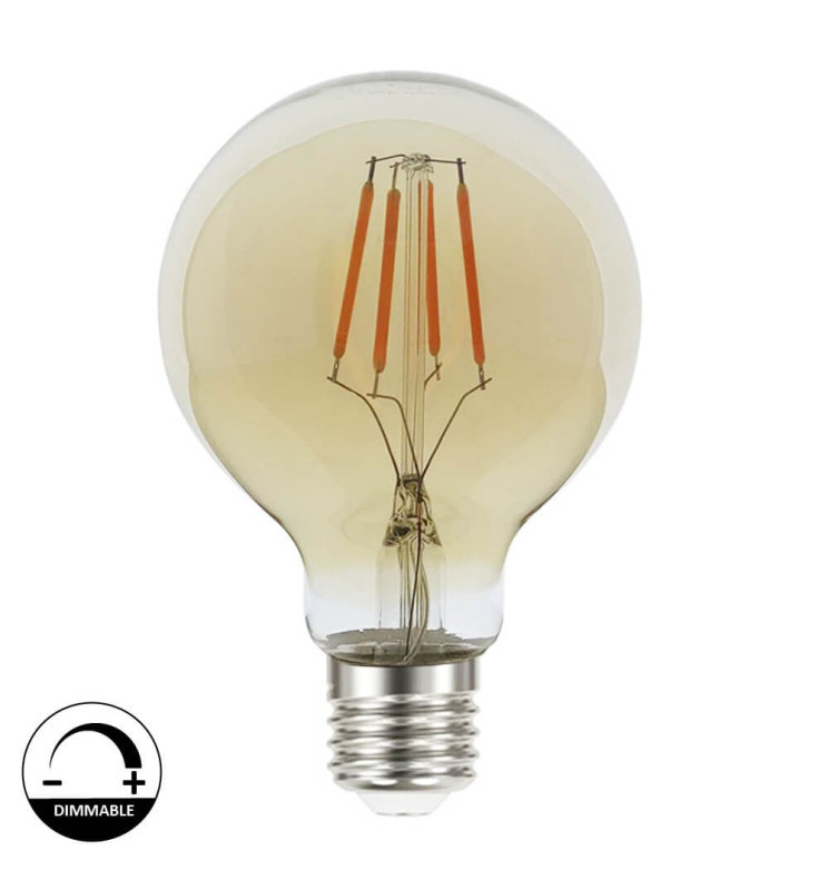 Ampoule LED Filament E27 6W G80 Gold Dimmable